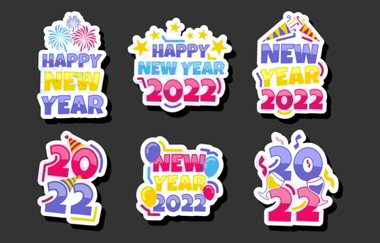 2022 New Year Sticker Pack vector