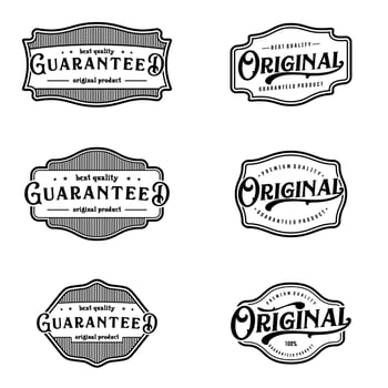 Vintage Guaranteed and Original Badges Label. Sticker and Stamp Template Vector