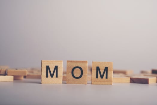 MOM wooden tile font  concept photo