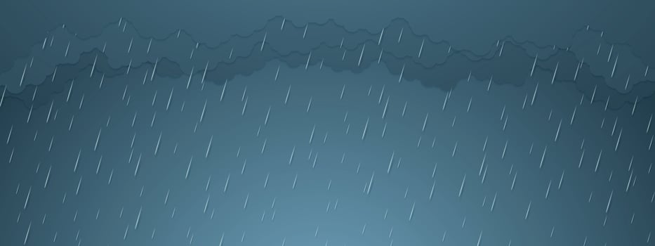 Vector illustration, rainstorm, rain background, rainy season, paper art style