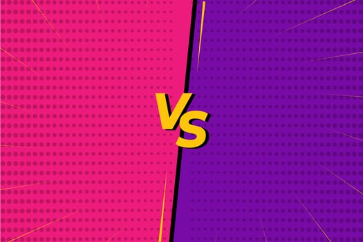 versus vs battle screen background pink and purple in comic style vector
