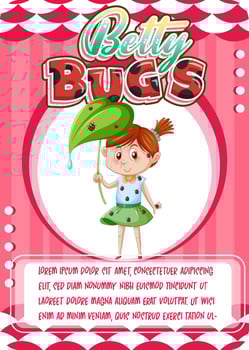 Character game card template with word Betty Bugs vector
