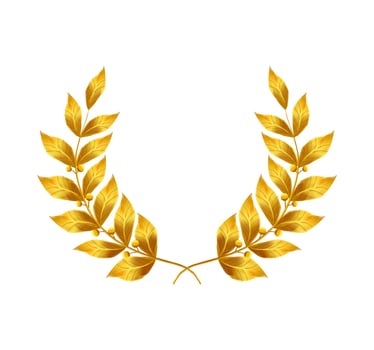 Vector Image Illustration of Gold leaf wreath, Bay Laurel gold, gold laurel, Gold frame
