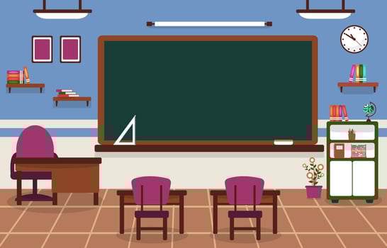 Class School Nobody Classroom Blackboard Table Chair Education Illustration vector
