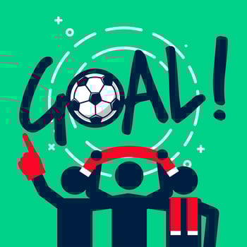 Soccer or football fans celebrate with the goal. vector