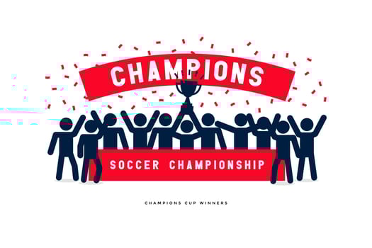Stick Figures of The Winner Cup Soccer or Football Champions. vector