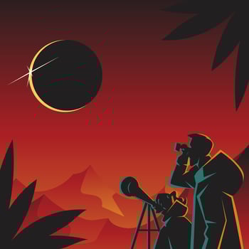 Couple Watching Solar Eclipse vector