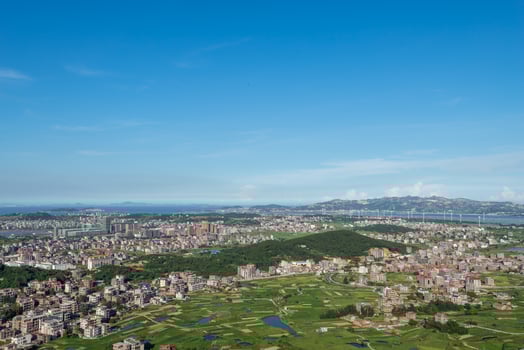 The mountain overlooks the rich villages and towns photo