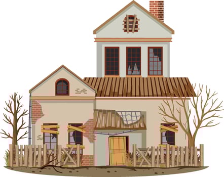 Isolated old broken house in the rural vector