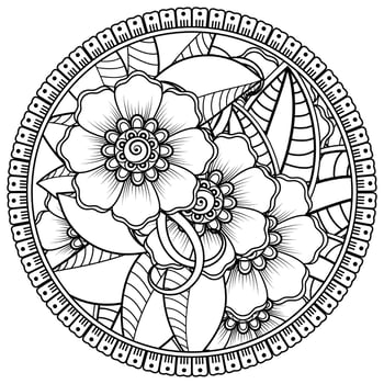 Circular pattern in the form of mandala with flower for henna, mehndi, tattoo, decoration. vector