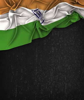 India Flag Vintage on a Grunge Black Chalkboard With Space For Text photo