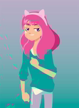 girl with pink hair character youth culture clothes vector