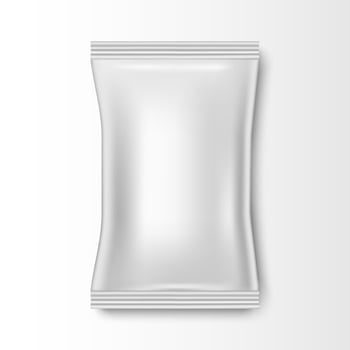 Blank plastic foil bag for packaging design vector