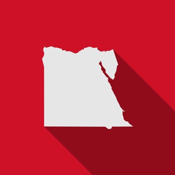 Map of Egypt on red Background with long shadow vector