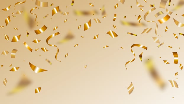 Confetti gold ribbons luxury greeting rich card vector