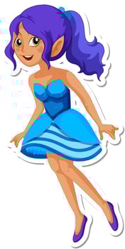 Cute fairy cartoon character sticker vector