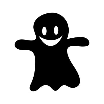 Hand drawn Halloween cute black ghost doodle icon. vector
