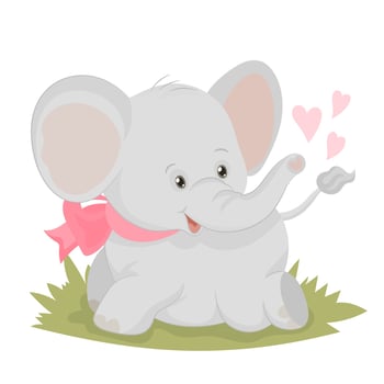 Cute elephant with hearts for valentine's day vector