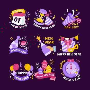 Set of New Year Cute Style Collection vector