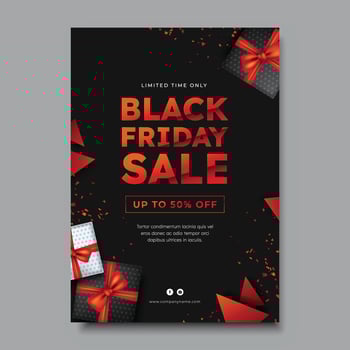 Black Firday Poster with Gift Boxes vector