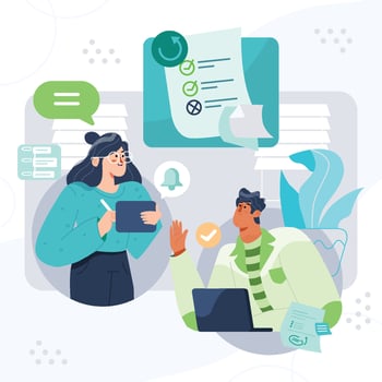 Young Professionals Discuss To-Do-List Concept vector