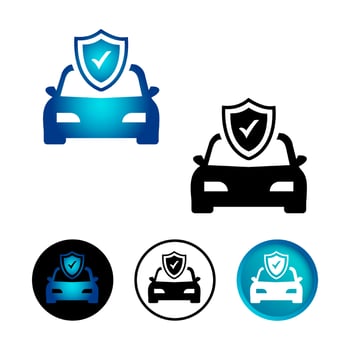 Abstract Insurance Car Icon Set vector