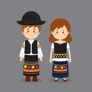 Couple Character Wearing Hungary National Dress vector