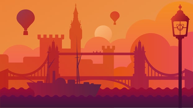 London landscape with building and river vector