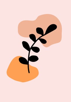 Botanical wall art. Print boho minimalist with abstract shape. Abstract home decor, floral print bohemian art work, vector