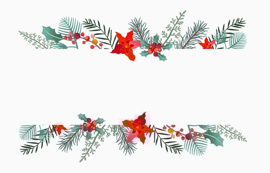 Collection of Christmas background set with holly leaves,flower,reindeer.Editable vector illustration for New year invitation,postcard and website banner