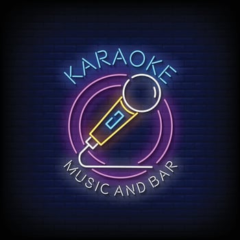 Karaoke Music and bar Neon Signs Style Text Vector