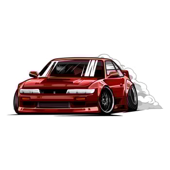 sports car drift red color vector