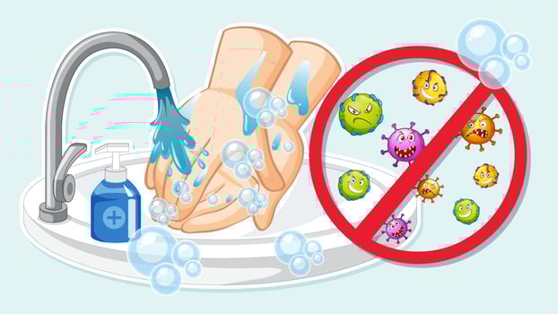 Thumbnail design with washing hands by water tap with soap vector