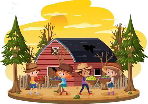 Farmer at the rural old farm house vector