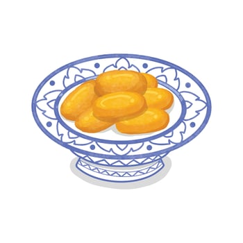 Thai Desserts -Med Kanoon serving in a Thai ceramic ware. vector