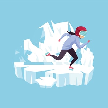 Woman Playing Ice Skating in Winter vector