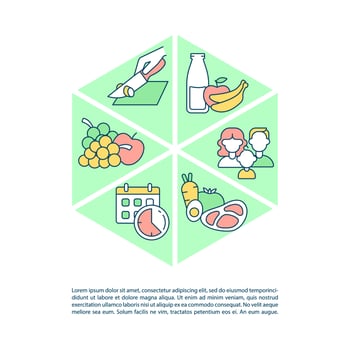 Meal planning for family concept line icons with text vector