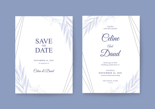 Minimalist beautiful Wedding invitation template vector