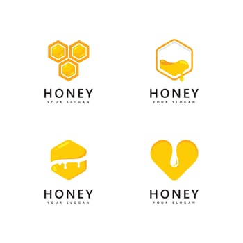 Honey comb  logo icon   bees vector design
