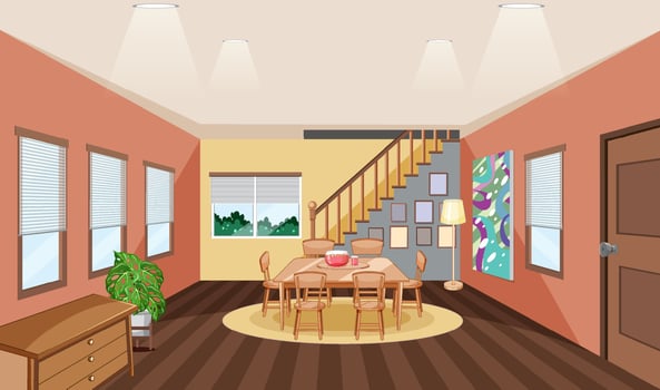 Living room interior design with furnitures vector