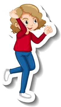 A girl in standing pose cartoon character sticker vector