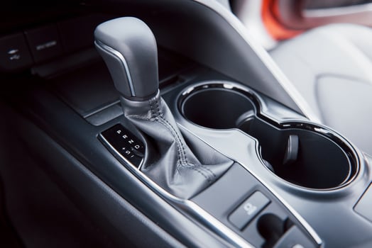 View of the interior of a modern automobile showing the dashboard. Automatic transmission photo