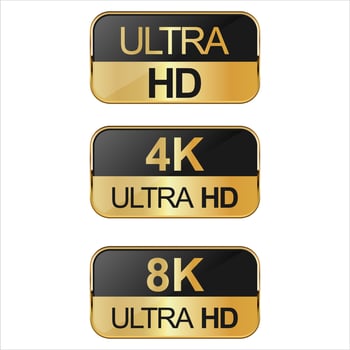 Collection of Full HD 4k 8K and Ultra Hd icons vector