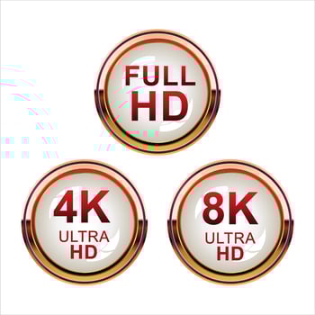 Collection of Full HD 4k 8K and Ultra Hd icons vector
