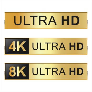 Collection of Full HD 4k 8K and Ultra Hd icons vector