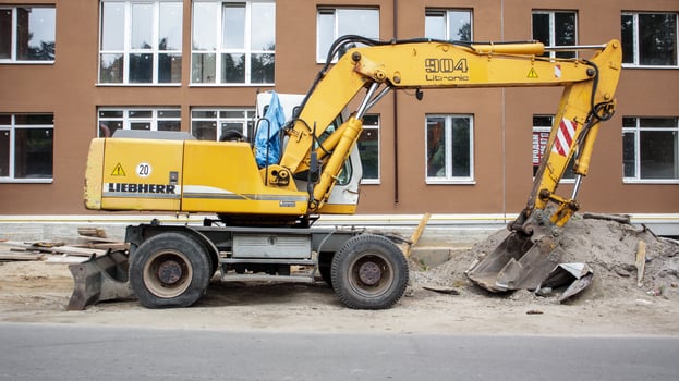 Ukraine, Kiev, Sep 13, 2021 - Mobile crane loader photo
