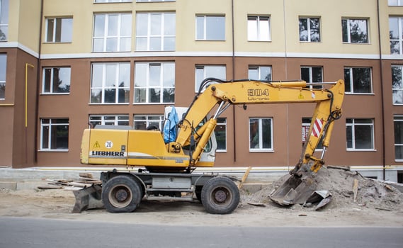 Ukraine, Kiev, Sep 13, 2021 - Mobile crane loader photo