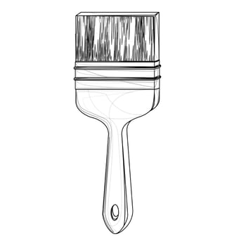 Vector outline stylized image of paint brushes isolated