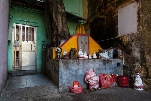 Macau china, 2021 - Small Chinese traditional shrine photo