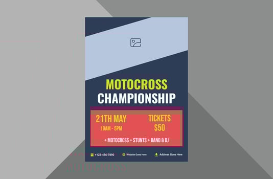 motocross flyer design template. motorcycle race sports poster leaflet design. a4 template, brochure design, cover, flyer, poster, print-ready vector